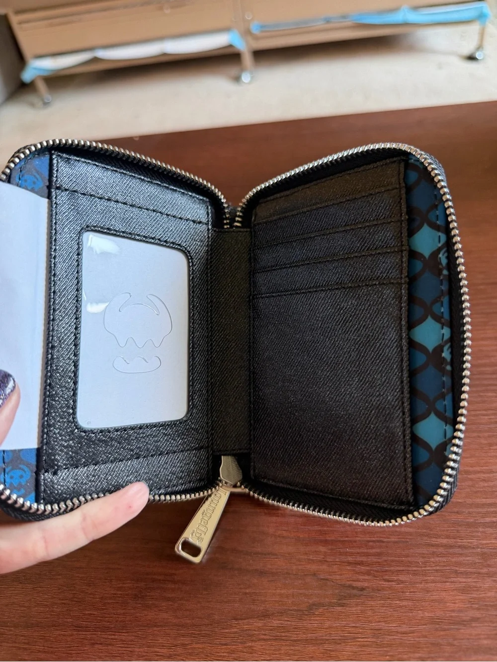 Loungefly Black Embossed Celestial Card Holder with Gold Stars